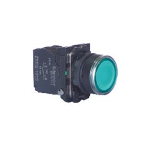 施耐德 绿色 XB2B金属系列 XB2BW33B1C(ZB2BW33C+ZB2BWB31C) 开孔直径 22mm 1NO 圆平头 弹簧复位 带灯按钮