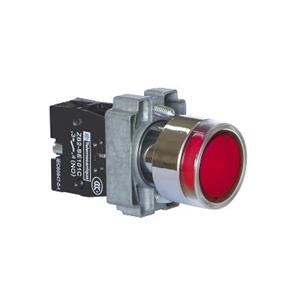 施耐德 红色 XB2B金属系列 XB2BW34B1C 开孔直径 22mm 1NO 圆平头 弹簧复位 带灯按钮