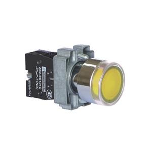 施耐德 橙色 XB2B金属系列 XB2BW35B1C(ZB2BW35C+ZB2BWB51C) 开孔直径 22mm 1NO 圆平头 弹簧复位 带灯按钮