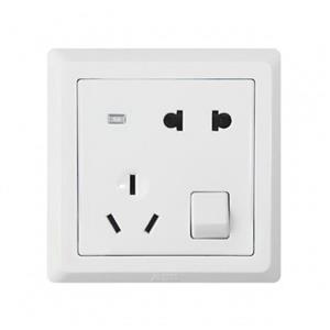 ABB AE226 暗装 白色 一开 五孔 带灯墙壁开关（AE德逸）
